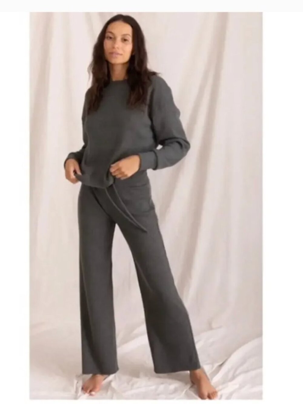 perfectwhitetee XS Charcoal Collins Raw Hem Sweatpant & Matching Top Set